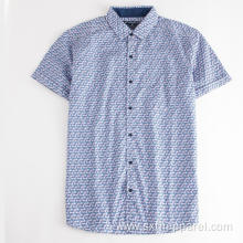 New Men's Short Sleeve Print Cotton Shirt